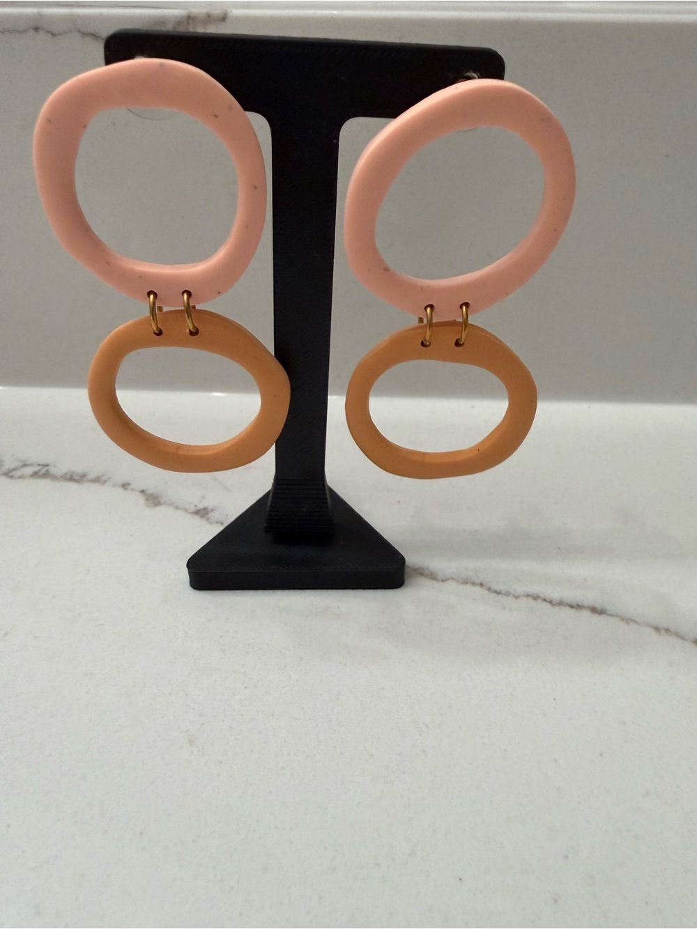 ⛔️Double Hoop Clay Polymer Drop Earrings-Handmade EUC